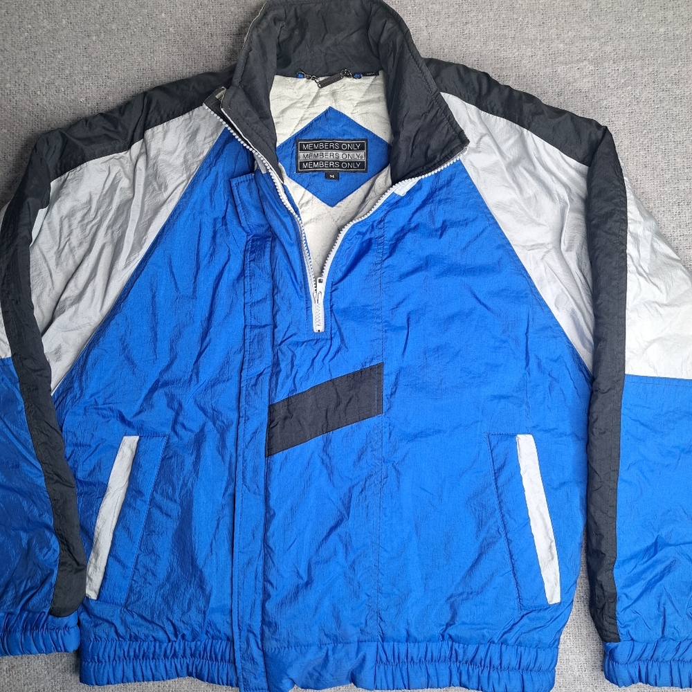 Members Only Blue and Gray Bomber Jacket